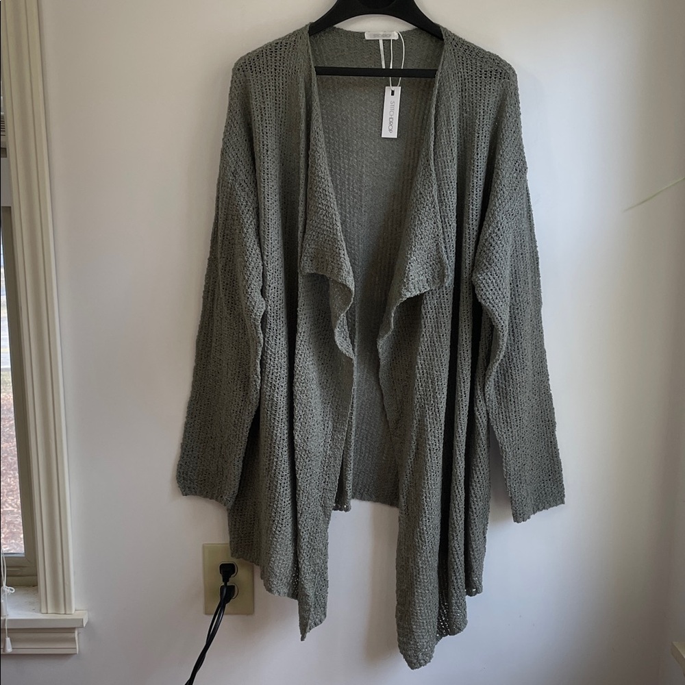 NWT Stitch Drop Long Sleeve Green-Gray Loose Knit Open-Front Sweater M